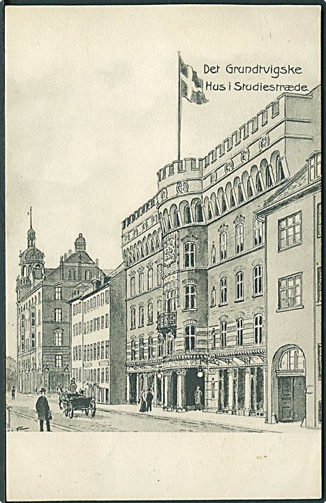 Ridter, Janus Laurentius: Det Grundtvigske Hus i Studiestræde, København. No. 7970. Frankeret med 5 øre Fr. VIII annulleret Slagelse - Næstved T.189 d. 17.6.1907 