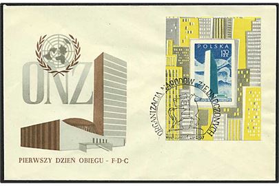1,50 zl. United Nations blok udg. på uadresseret FDC stemplet Warszawa d. 25.2.1957.