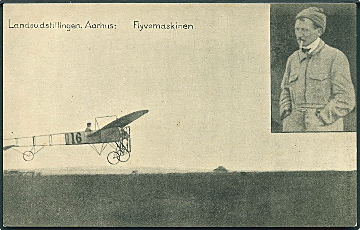 Hervé Delagrance  flyvning ved Landsudstillingen i Aarhus d. 4.7.1909. Leth Bang & E. A. Gluud u/no. Kvalitet 8