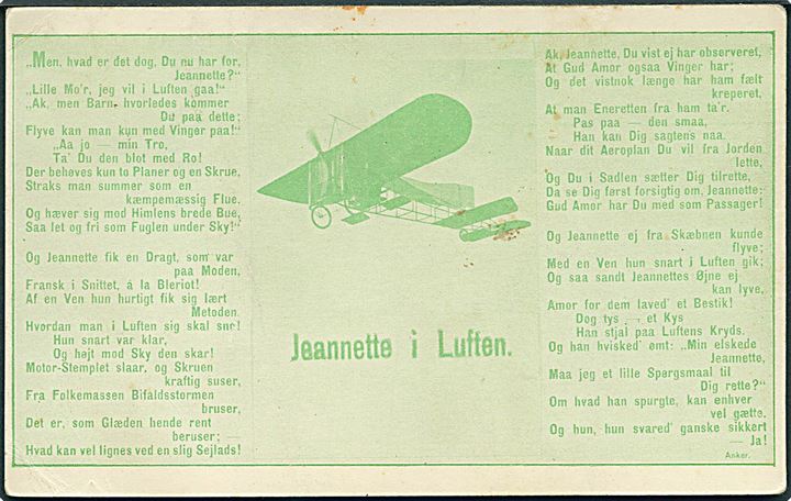 “Jeannette i Luften” vise med flyvemaskine. C. L. no. 109. Kvalitet 6