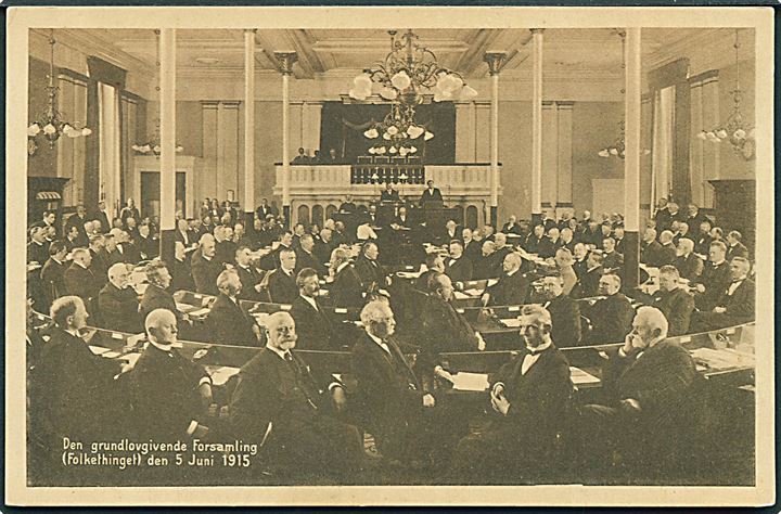Den grundlovgivende Forsamling (Folketinget) d. 5. juni 1915. Stenders no.38684. Kvalitet 8