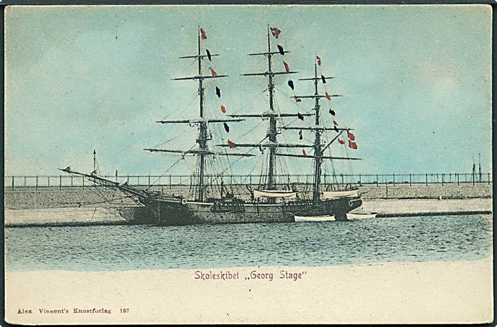 “Georg Stage”, Fuldrigger, skoleskib før forlis i 1905. A. Vincent no. 187. Kvalitet 7