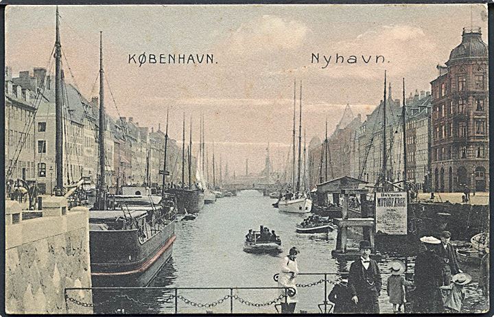 Købh., Nyhavn med sejl-og dampskibe. Stenders no. 10794. Kvalitet 8
