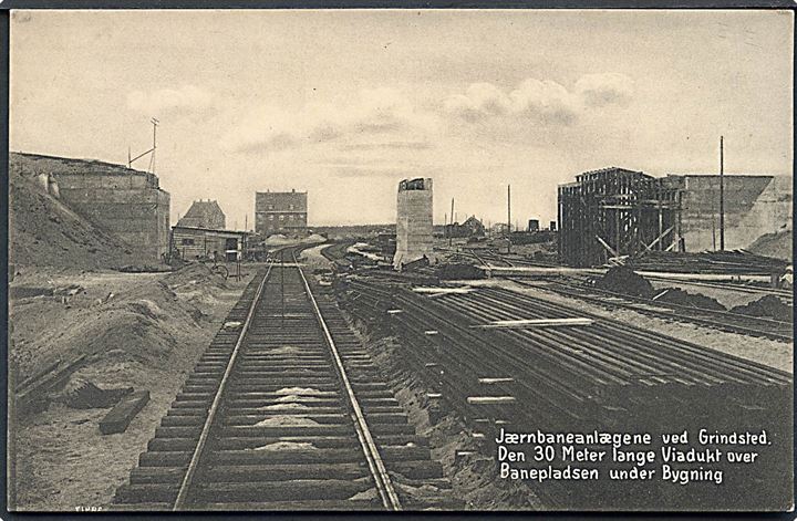 Grindsted, anlæg at 30 meter viadukt over banepladsen. O. Jürgensen no. 38417. Kvalitet 8