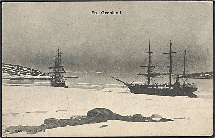 “Fra Grønland” med to sejlskibe. U/no. Kvalitet 7