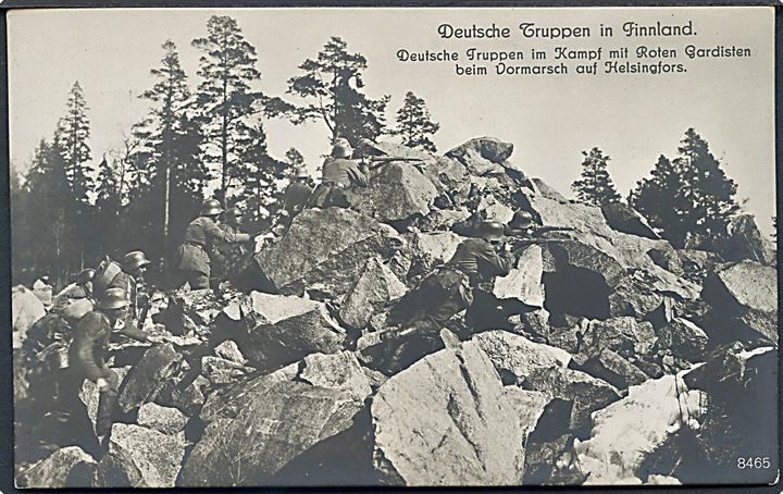 Finland, tyske tropper i kamp mod rødgardister under den finske borgerkrig 1918. No. 8465. Kvalitet 8