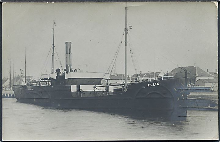 Norge. “Ellik”, S/S, Rasmus F. Olsen, Bergen. Sænket af tysk ubåd UB18 d. 2.2.1917. Fotokort u/no. Kvalitet 7