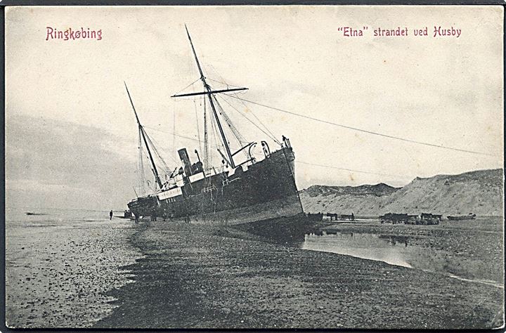 “Etna”, S/S, DFDS strandet ved Husby d. 3.12.1890. Warburg no. 1877. Kvalitet 7