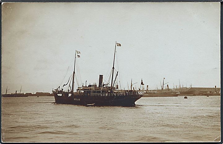 “Holar”, S/S, DFDS. Ruten Danmark-Færøerne-Island. Sænket af tysk ubåd UC31 d. 18.8.1917. Fotokort u/no. Kvalitet 8