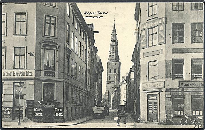 Købh., Lille Kirkestræde med Nikolai Kirke. D.L.C. no. 983. Kvalitet 8