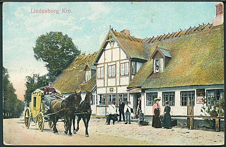 Lindenborg Kro med postdiligence. A. Vincent no. 72. Kvalitet 7