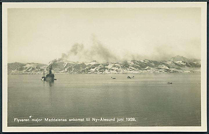 Svalbard. Nobile eftersøgning. Italienske major Umberto Maddalenas vandflyver ved Ny-Ålesund juni 1928. U/no. Kvalitet 10