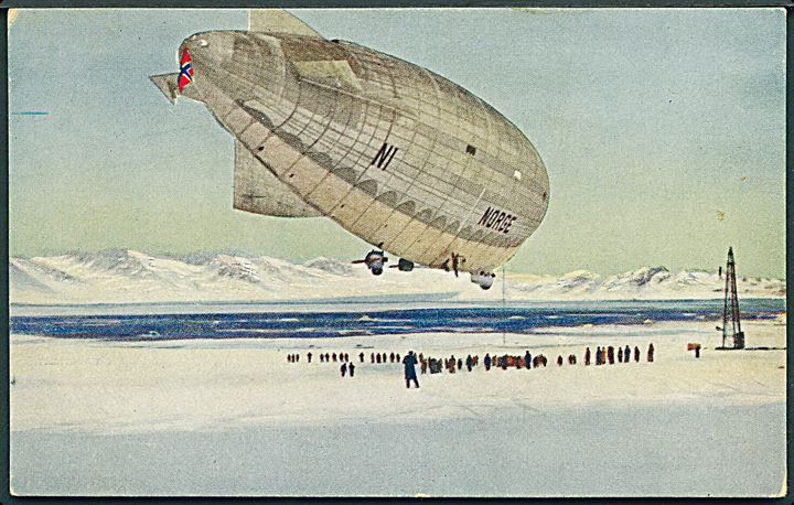 Svalbard. Amundsens luftskib “Norge” inden Nordpol-flyvning. Mittet & Co. no. 12. Kvalitet 7
