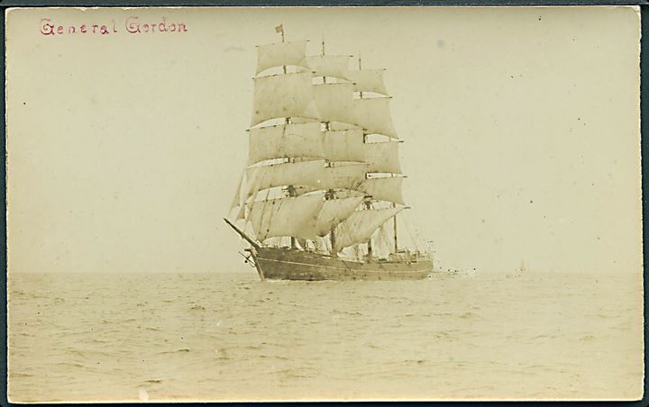 Norge. “General Gordon”, 4-mastet bark af Haugesund. Forlist ved Savannah 1919. Fotokort u/no. Kvalitet 7