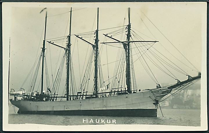 Island. “Haukur”, 4-mastet sletskonnert, Fiskeri A/S Haukur, Reykjavik. Amos & Amos u/no. Kvalitet 8