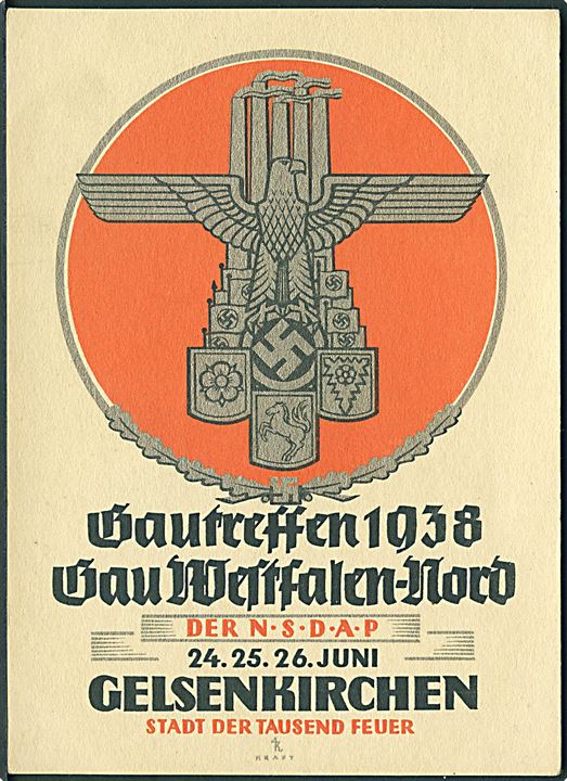 Propaganda. Gautreffen NSDAP 1938 Gelsenkirchen. U/no. Kvalitet 8
