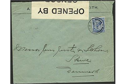 2½d George V single på brev fra Leith d. 30.11.1915 til Skive, Danmark. Åbnet af british censor nr. 991.