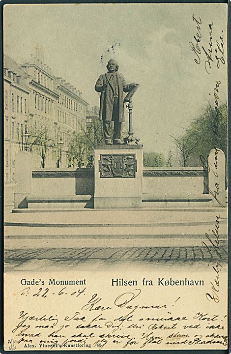 Hilsen fra København med Gade's Monument. Alex Vincents no. 48. 