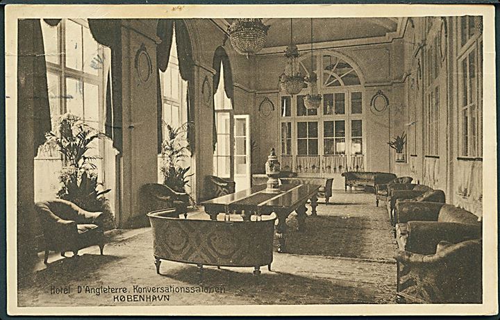 Hotel D'Angleterre, Konversationssalonen, København. Stenders no. 42773. (Afrevet mærke). 