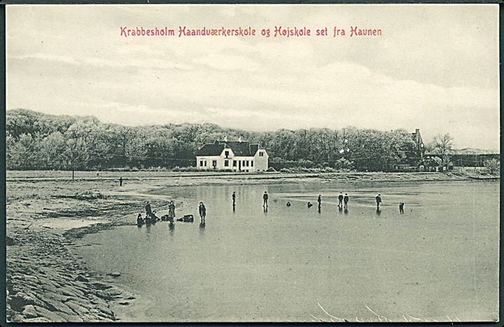 Krabbesholm Haandværkerskole og Højskole set fra Havnen. Warburgs Kunstforlag u/no. 