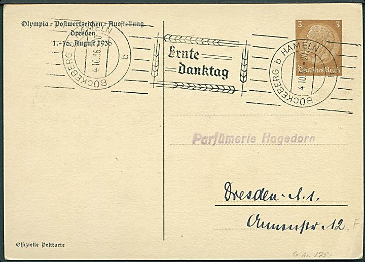 Deutsche Familie. Olympia Postwertzeichen-Ausstellung Dresden 1936.