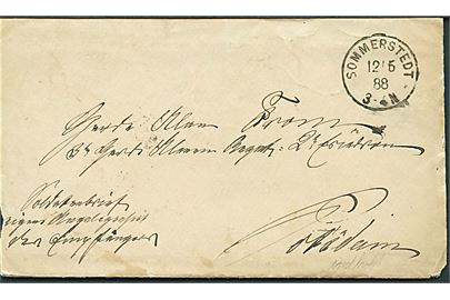 Ufrankeret Soldatenbrief med 1-ringsstempel Sommerstedt d. 12.5.1888 til soldat ved 35 Garder Ulanen Regiment i Potsdam.