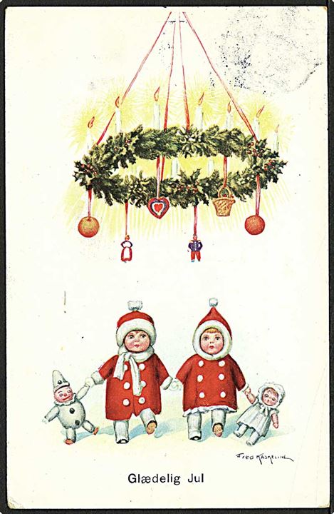 Fred Kaskeline: Julekort med 2 små piger. Hel.B. 521/3