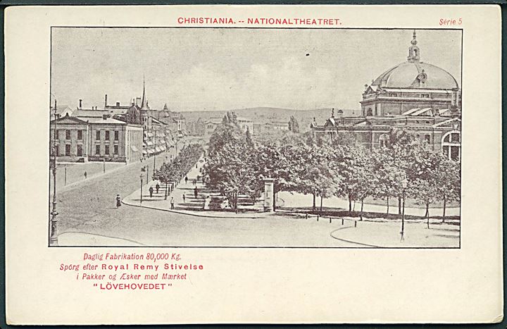Christiania - Nationaltheatret, Norge. Reklame fra Royal Remy Stivelse. Serie 5. 
