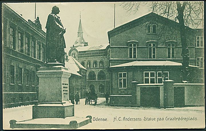 H. C. Andersens Statue paa Graabrødreplads, Odense. Stenders no. 19089. 