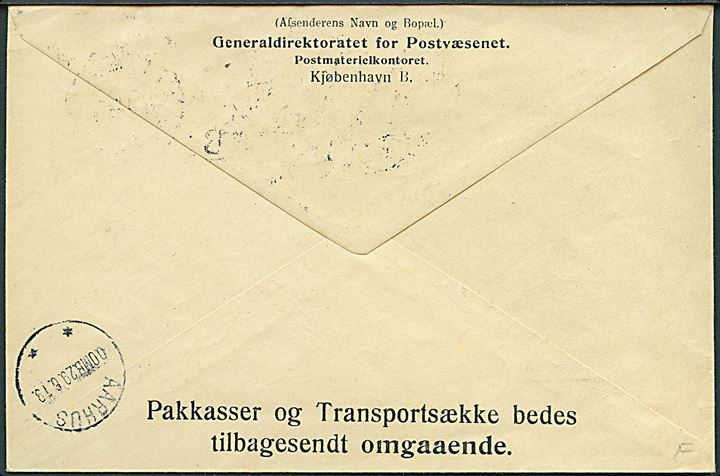 10 øre (par) og 35 øre (par) Chr. X på adressebrev for pakke fra Kjøbenhavn d. 28.6.1919 til Aarhus. Ank.stemplet Aarhus d. 29.6.1919 0.OMB. (= søndag).