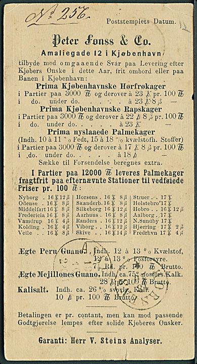 2 sk. helsagsbrevkort med fortrykt meddelelse sendt som tryksag fra Kiøbenhavn d. 17.10.187x via Horsens til Assens. Øjensynlig fejlsendt til Horsens.
