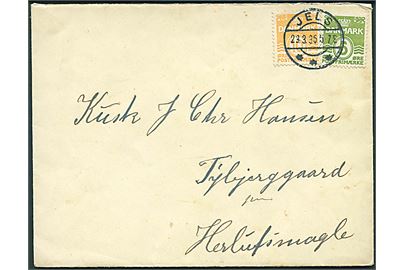 5 øre og 10 øre Bølgelinie på brev annulleret med brotype IIb Jels d. 23.3.1935 til Herlufsmagle.