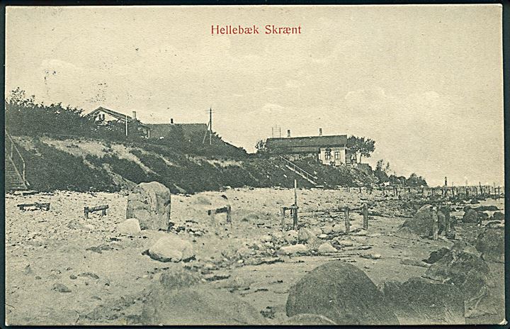 Hellebæk, strandparti med skrænten. J. M. no. 124.