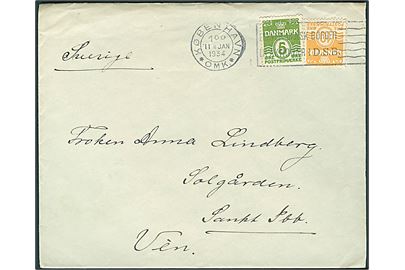 5 øre og 10 øre Bølgelinie på brev fra København d. 11.1.1934 til Sankt Ibb på den svenske ø Hven i Øresund.