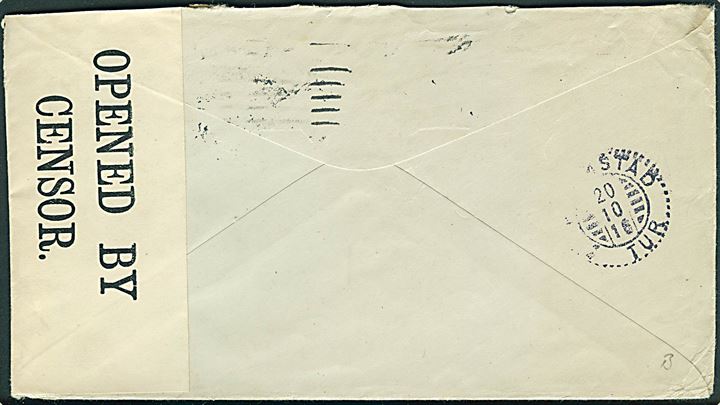 5 cents Washington på brev fra New York d. 20.9.1916 til Halmstad, Sverige. Åbnet af britisk censur no. 4331. Ank.stemplet Halmsted d. 20.10.1916.