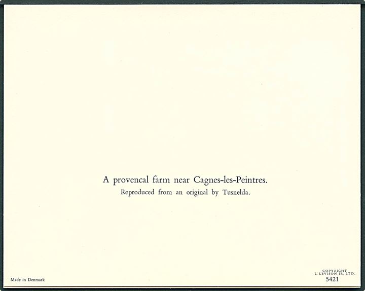 Tusnelda: 5 dobbeltkort og kuverter. Forskellige steder i Frankrig. L. Levison & Junr. no. 5421. Uden adresselinier. 