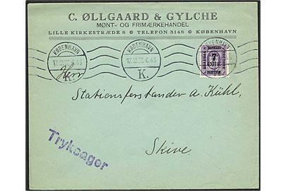 7/15 øre Provisorium single på tryksag fra København K. d. 17.12.1927 til Skive.