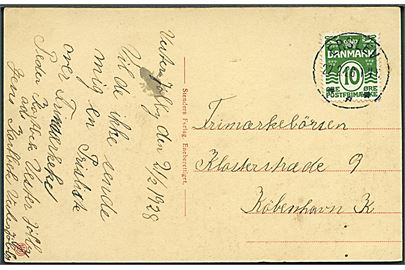 10 øre Bølgelinie på brevkort annulleret med brotype IIIb Erslev d. 22.2.1926 til København.