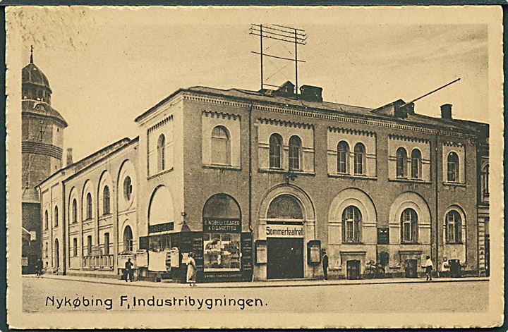 Industribygningen med bla. Sommerteatret, Nykøbing Falster. V. Kristoffersens Boghandel u/no. 