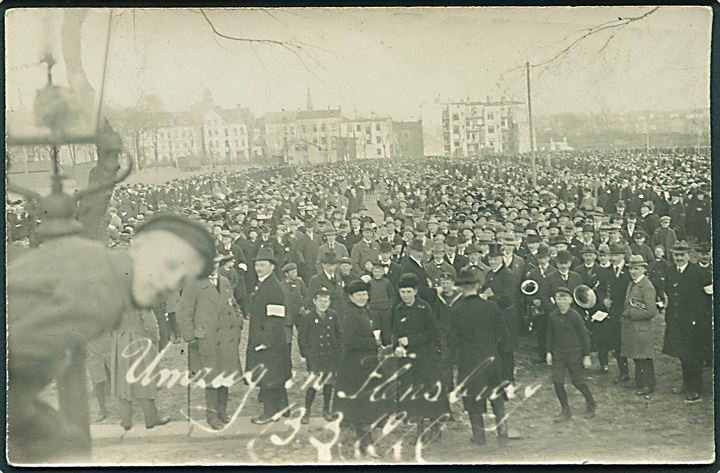 Genforening 1920. Demonstration i Flensborg i forbindelse med afstemningen d. 13.3.1920. U/no.