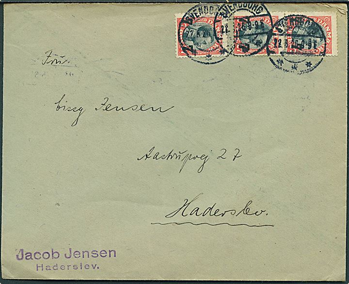 7/27 øre Provisorium (3) på brev fra Svendborg d. 22.8.1926 til Haderslev.