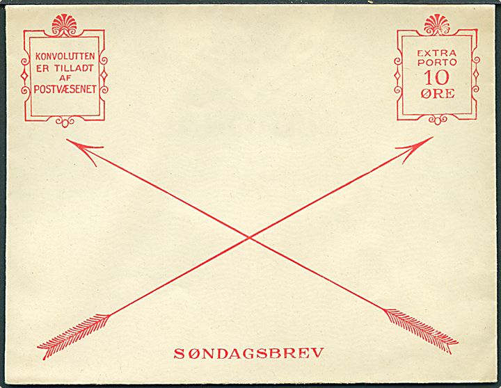Fortrykt Søndagsbrev kuvert fra ca. 1930. Ubrugt.
