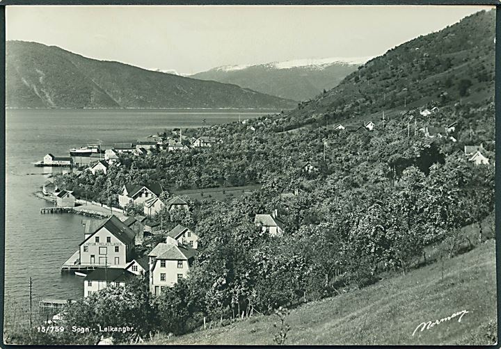 Sogn, Leikanger i Norge. Normanns Kunstforlag no. 15/759. Fotokort. 