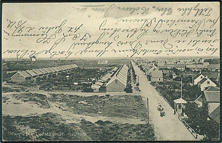 5 øre Fr. VIII på brevkort (Udsigt over Gedser) annulleret med brotype Ia Gjedser Færgehal d. 10.5.1912 til Vejle Sanatorium pr. Daugaard St.