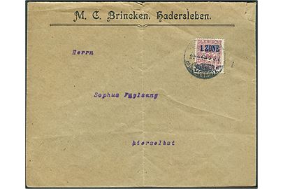 15 øre 1. Zone udg. på lokalbrev i Haderslev d. 29.5.1920.