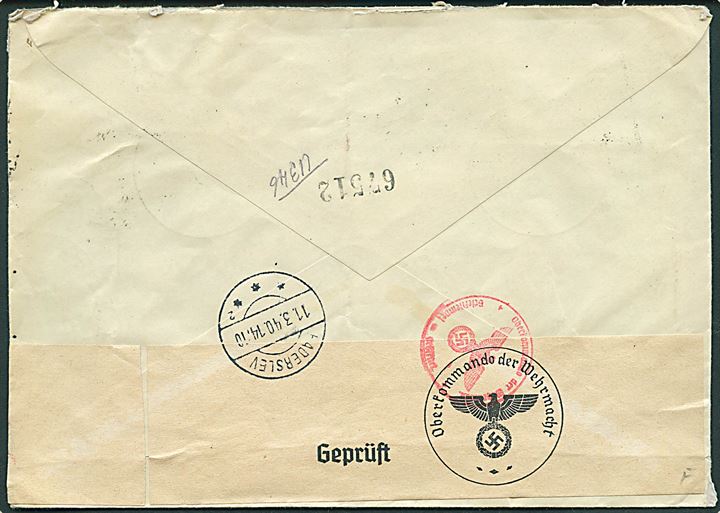 Div. Leipzig Messe udg. på nabefalet brev med særstempel fra Leipzig Reichsmessestadt d. 6.3.1940 til Haderslev, Danmark. Åbnet af tysk censur.