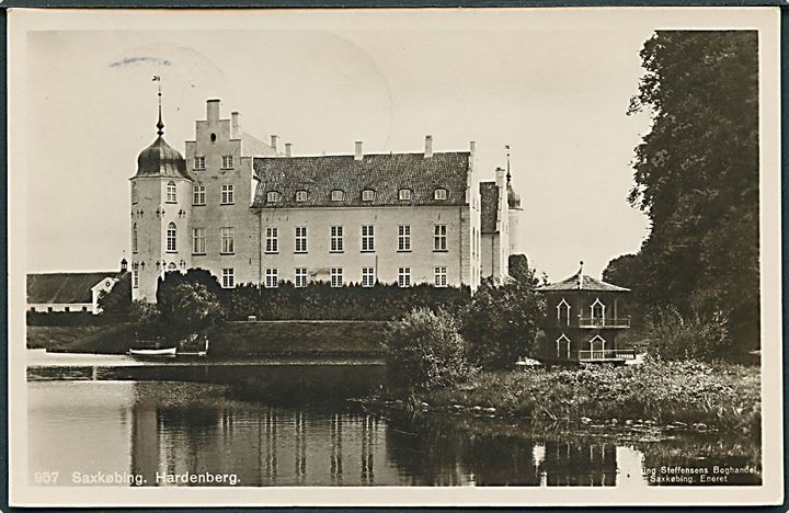 Hardenberg Slot, Saxkøbing. Steffensens Boghandel no. 957. Fotokort. 