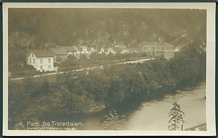Parti fra Tisteddalen, Norge. Set fra luften. Carl Normann no. 416. Fotokort. 