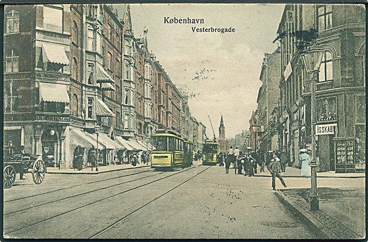 København, Vesterbrogade med sporvogne. Stenders no. 71.