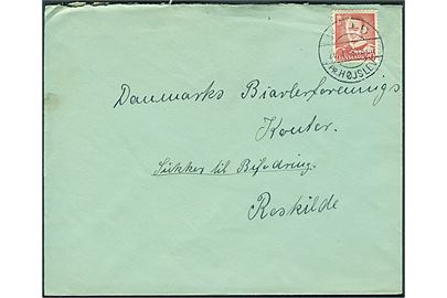 20 øre Fr. IX på brev annulleret med pr.stempel Hald pr. Højslev d. 26.7.1948 til Roskilde.